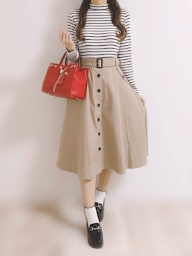 「トレンチスカート」｜𝕐𝕦𝕜𝕚◡̈*♡さん（レディース・160cm）の春コーディネート
