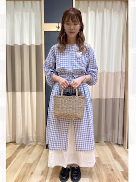 「Samansa Mos2 blue」｜「アイテム（シャツワンピース）」を使った、もさん（レディース・158cm）の春コーディネート