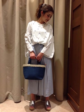 「Sens de vie（サンスドゥウ゛ィ）のアイテム（トップス）」を使った、chiakiさん（レディース・157cm）の春コーディネート