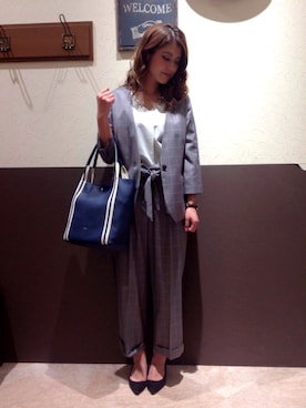 「Sens de vie（サンスドゥウ゛ィ）のアイテム（ジャケット/アウター）」を使った、chiakiさん（レディース・157cm）の春コーディネート