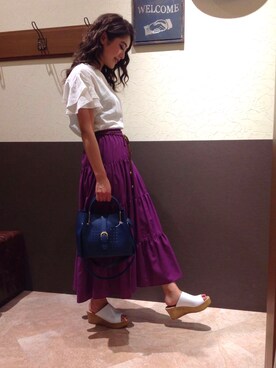「Sens de vie（サンスドゥウ゛ィ）のアイテム」を使った、chiakiさん（レディース・157cm）の夏コーディネート