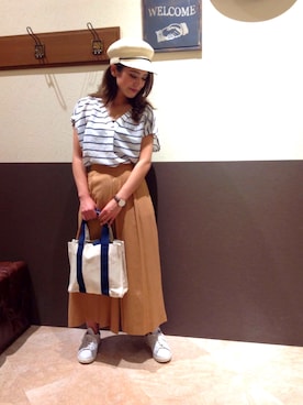 「Sens de vie（サンスドゥウ゛ィ）のアイテム」を使った、chiakiさん（レディース・157cm）の夏コーディネート
