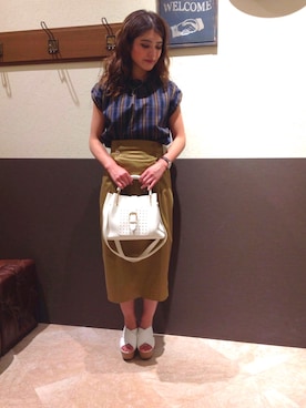 「Sens de vie（サンスドゥウ゛ィ）のアイテム」を使った、chiakiさん（レディース・157cm）の夏コーディネート