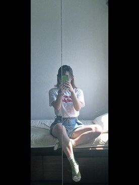 「Levi's（リーバイス）のLevi's/リーバイス バットウィングＴシャツ（Tシャツ/カットソー）」を使った、あしもさん（レディース・161cm）の夏コーディネート