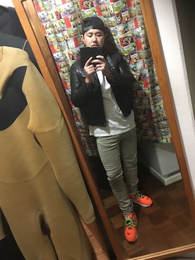 「スニーカー好きと繋がりたい」｜「アイテム（ライダースジャケット）」を使った、harukiさん（メンズ・170cm）の秋コーディネート
