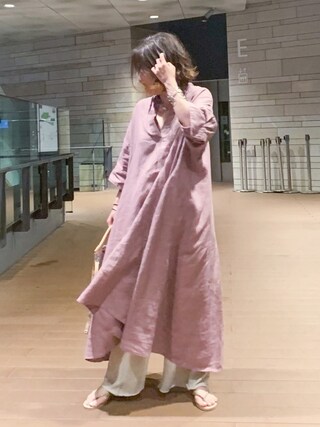 yukayuka使用「JOURNAL STANDARD（リネンハンソデAラインワンピース）」的時尚穿搭