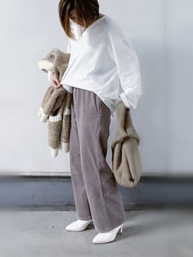 「ニットカーディガン」｜yukayukaさん（レディース・148cm・40代）の冬コーディネート