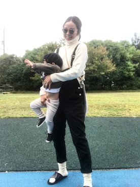 「ROKU」｜「アイテム（オールインワン・サロペット）」を使った、Sorm'86さん（レディース・163cm）の秋コーディネート