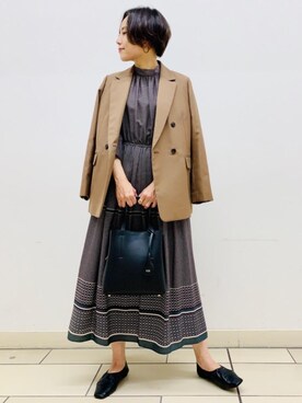 「遊び心のあるJacket Style」｜「アイテム（ワンピース/ドレス）」を使った、amagami80147さん（レディース・163cm）の秋コーディネート