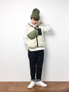 「PUMA」｜「アイテム（マウンテンパーカー）」を使った、konabeさん（レディース・153cm）の冬コーディネート