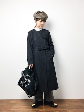 「PUMA」｜「アイテム（トレンチコート）」を使った、konabeさん（レディース・153cm）の冬コーディネート
