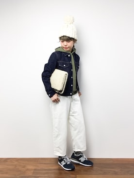 「スウェットパーカー」｜「アイテム（その他アウター）」を使った、konabeさん（レディース・153cm）の冬コーディネート