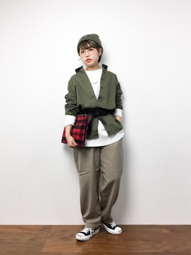「ROXY（ロキシー）のアイテム（ニットキャップ/ビーニー）」を使った、konabeさん（レディース・153cm）の冬コーディネート