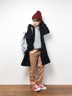 「unrelaxing（アンリラクシング）のアイテム（その他アウター）」を使った、konabeさん（レディース・153cm）の冬コーディネート