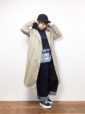 「PICCIN（ピッチン）のアイテム（チェスターコート）」を使った、konabeさん（レディース・153cm）の冬コーディネート