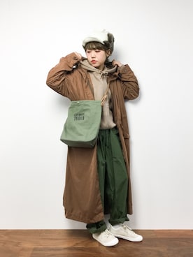 「F/CE. （エフシーイー）のアイテム（キャップ）」を使った、konabeさん（レディース・153cm）の冬コーディネート