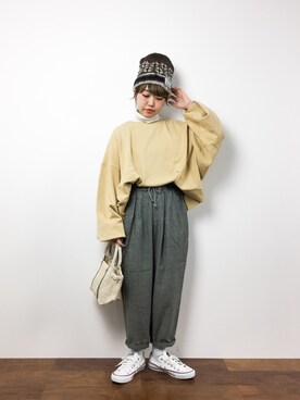 「45R（フォーティファイブアール）のアイテム（バッグ）」を使った、konabeさん（レディース・153cm）の冬コーディネート