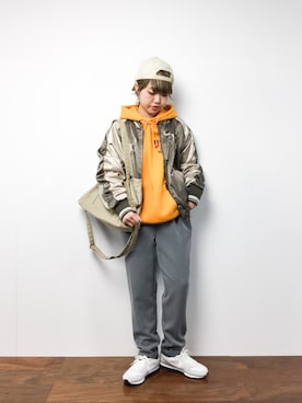 「goa（ゴア）のアイテム（ブルゾン）」を使った、konabeさん（レディース・153cm）の冬コーディネート