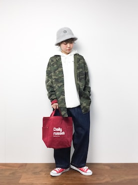 「シャツ×パーカー」｜konabeさん（レディース・153cm）の冬コーディネート