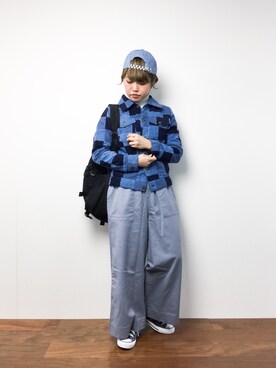 「黒リュック」｜「アイテム（デニムジャケット）」を使った、konabeさん（レディース・153cm）の冬コーディネート