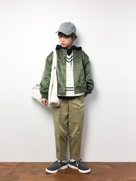 「スウェットパーカー」｜「アイテム（ブルゾン）」を使った、konabeさん（レディース・153cm）の冬コーディネート