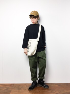 「179/WG（イチナナキュウダブルジー）のアイテム（帽子）」を使った、konabeさん（レディース・153cm）の冬コーディネート