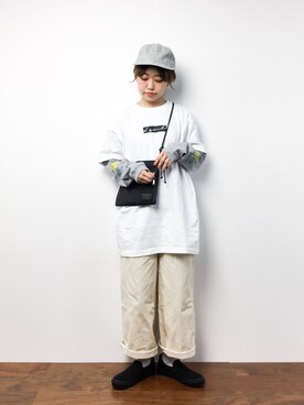 「MERLOT（メルロー）のアイテム（チノパンツ）」を使った、konabeさん（レディース・153cm）の冬コーディネート