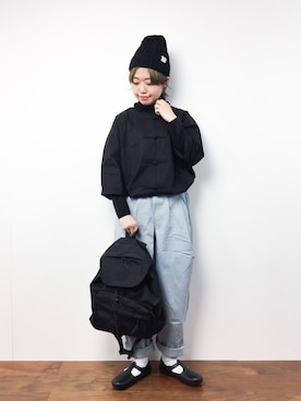 「reca（レカ）のアイテム（ニットキャップ/ビーニー）」を使った、konabeさん（レディース・153cm）の冬コーディネート