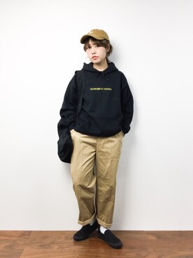 「179/WG（イチナナキュウダブルジー）のアイテム（帽子）」を使った、konabeさん（レディース・153cm）の冬コーディネート