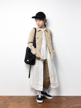 「note et silence （ノートエシロンス）のアイテム（シャツワンピース）」を使った、konabeさん（レディース・153cm）の春コーディネート