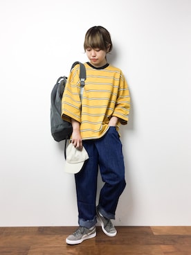 「C.E.L.STORE（セルストア）のアイテム（キャップ）」を使った、konabeさん（レディース・153cm）の春コーディネート