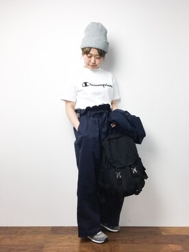 「黒リュック」｜「アイテム（トレンチコート）」を使った、konabeさん（レディース・153cm）の春コーディネート