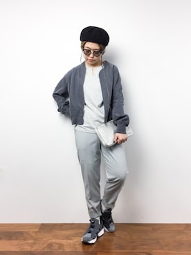 「カラーサングラス」｜「アイテム（ブルゾン）」を使った、konabeさん（レディース・153cm）の春コーディネート