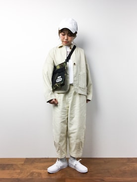 「C.E.L.STORE（セルストア）のアイテム（キャップ）」を使った、konabeさん（レディース・153cm）の春コーディネート