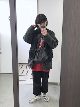 「グラミチ」｜「アイテム（スリッポン）」を使った、konabeさん（レディース・153cm）の冬コーディネート