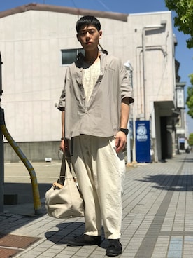 「SUOLO（スオーロ）のアイテム」を使った、Renさん（メンズ・168cm）の春コーディネート