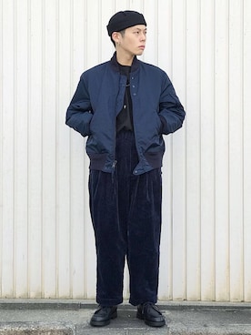 「ショート丈トップス」｜「アイテム（ミリタリージャケット）」を使った、Renさん（メンズ・168cm）の秋コーディネート