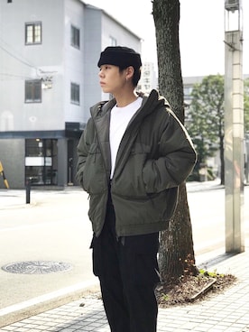 「ワイドシルエット」｜「アイテム（ミリタリージャケット）」を使った、Renさん（メンズ・168cm）の秋コーディネート