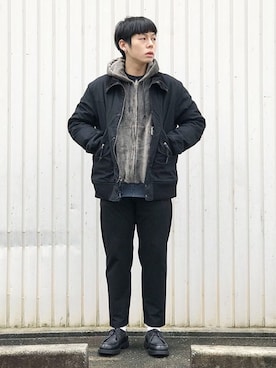 「N.HOOLYWOOD（N.ハリウッド）のアイテム（パーカー）」を使った、Renさん（メンズ・168cm）の秋コーディネート