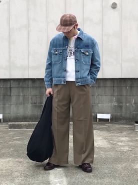 「BASISBROEK（バシスブルック）のアイテム（スラックス）」を使った、Renさん（メンズ・168cm）の春コーディネート