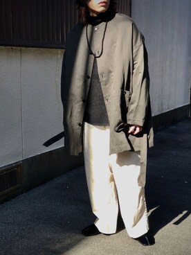 yoko sakamoto（ヨーコサカモト）のノーカラーコートを使った人気