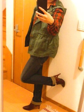 「GAP（ギャップ）のアイテム（ノーカラージャケット）」を使った、Licoさん（レディース・163cm）の冬コーディネート