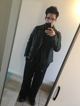 「FREAK'S STORE（フリークスストア）のアイテム（ライダースジャケット）」を使った、J.M.さん（メンズ・178cm・20代）の春コーディネート