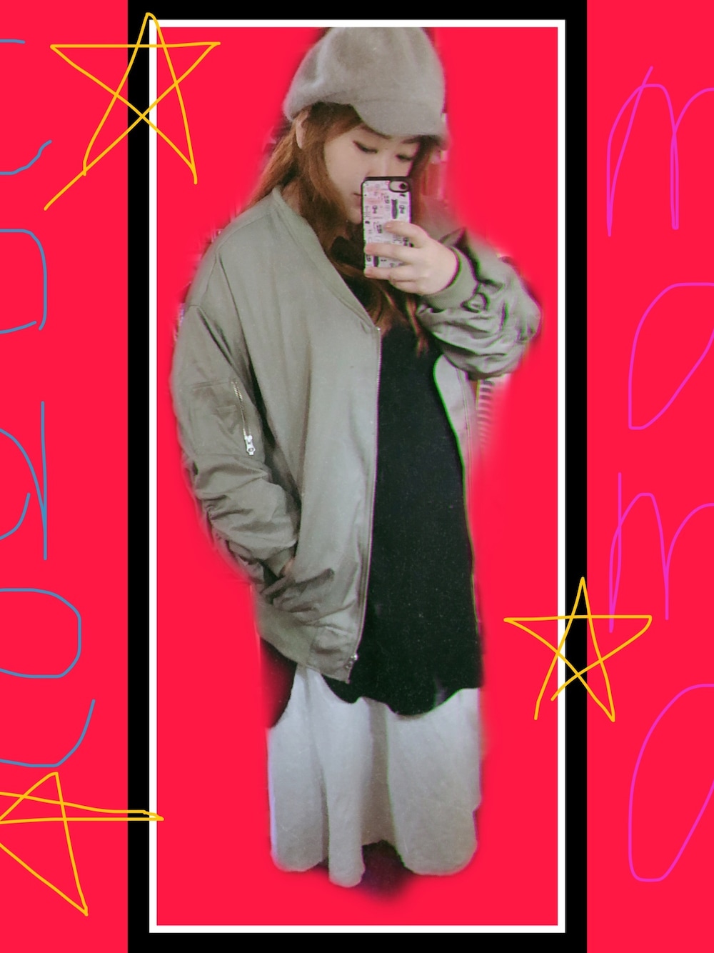 「no brandのアイテム（その他アウター、グリーン系）」を使った、あぃちゃん♡さん（レディース・155cm）の冬コーディネートの1枚目の写真