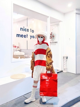 「red」｜「アイテム（ジャケット/アウター）」を使った、miskyさん（レディース・160cm）の冬コーディネート
