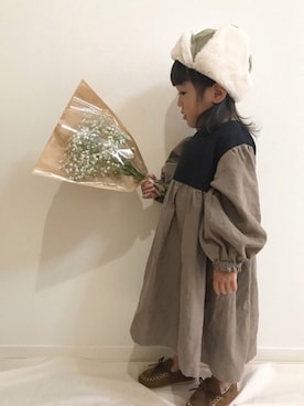 「アイテム（モカシン/デッキシューズ）」を使った、𝙷___𝙺さん（キッズ・90cm）の秋コーディネート