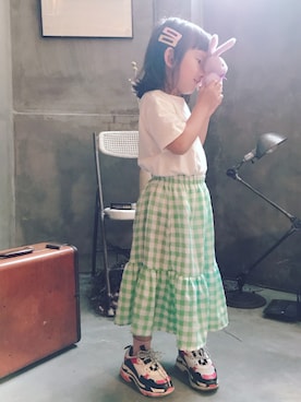 「アイテム（スカート）」を使った、moby🍄さん（キッズ・100cm）の春コーディネート