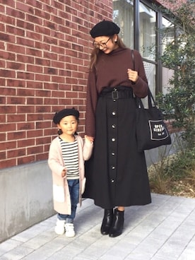 「猫耳ベレー帽」｜renaさん（レディース・165cm）の秋コーディネート