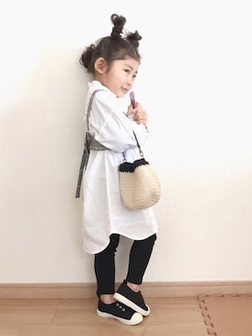「アイテム（シャツワンピース）」を使った、renaさん（キッズ・90cm）の冬コーディネート