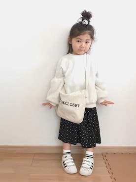「アイテム（シャツワンピース）」を使った、renaさん（キッズ・90cm）の春コーディネート